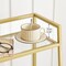 Gold Tempered Glass Bathroom Shelf with 3 Tiers and Guardrails